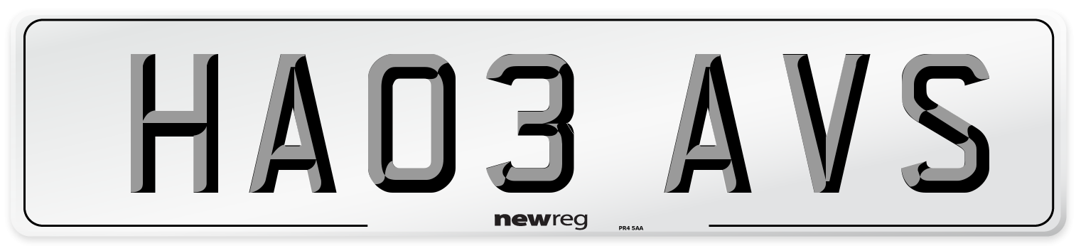 HA03 AVS Number Plate from New Reg
